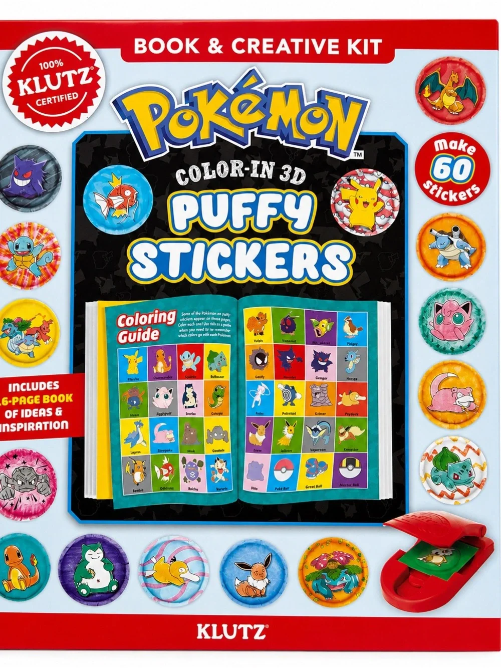 Pokemon Puffy Stickers Book & Creative Kit - Yellow, Blue, Red, White, Black